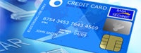 Credit card guide: Deep blue credit card on a bright aqua background