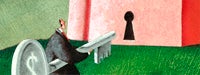 Man with key and lock