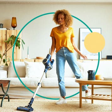 woman cleaning her house