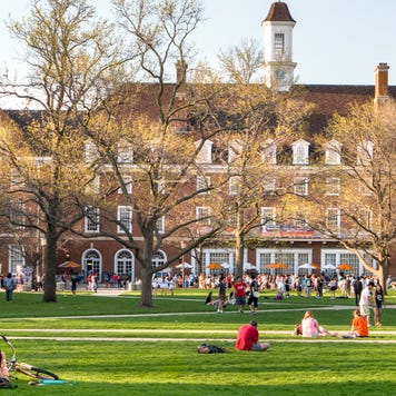 Wide view of college campus.