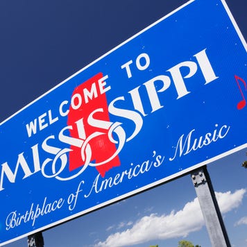 Welcome to Mississippi sign, Natchez, Mississippi, United States