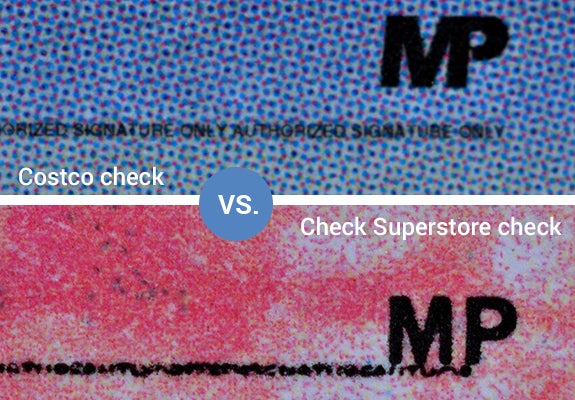 Costco check versus Checks Superstore check