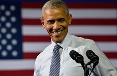 Smiling Obama in podium | Evan El-Amin/Shutterstock.com