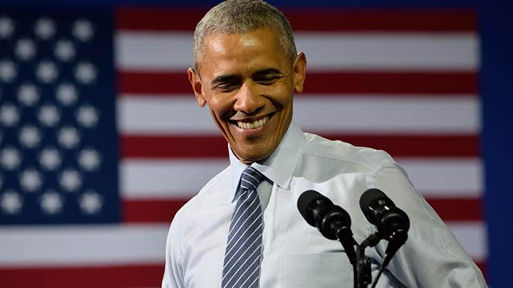 Smiling Obama in podium | Evan El-Amin/Shutterstock.com