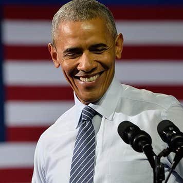 Smiling Obama in podium | Evan El-Amin/Shutterstock.com