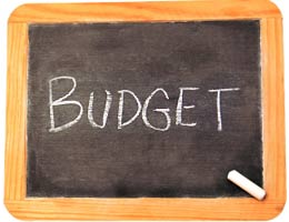 The word 'budget' written on a chalkboard
