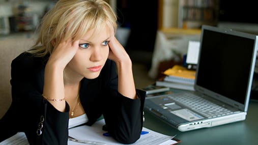 Bored woman, staring off into space