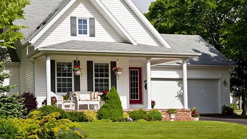 White house with landscaped yard © V. J. Matthew/Shutterstock.com