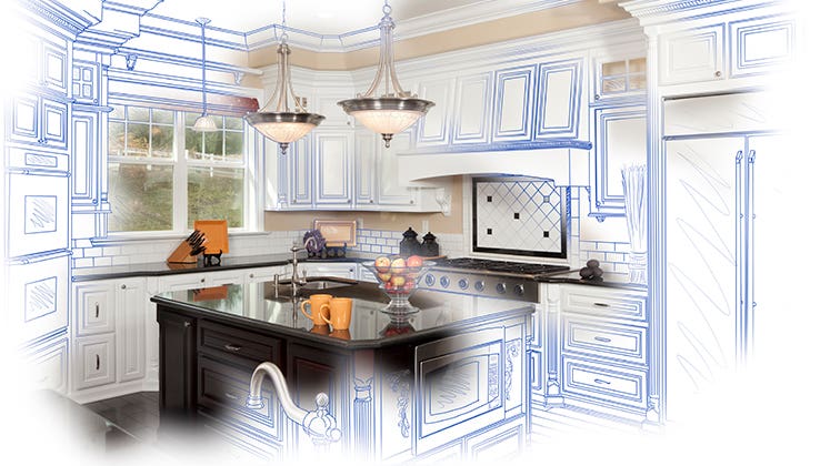 Custom kitchen design and drawing combination © iStock