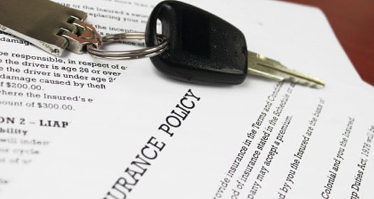 Car insurance policy and keys