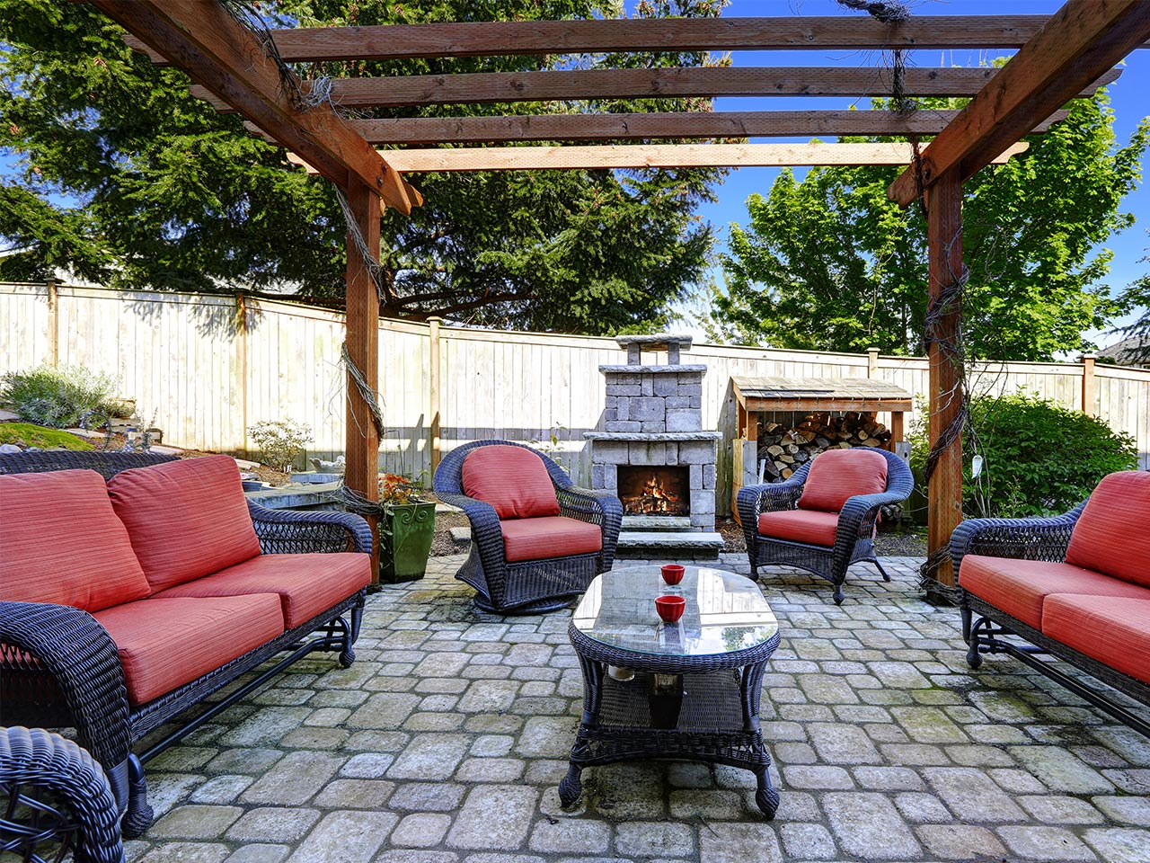 Patio with chairs and barbecue