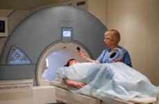 Patient undergoing an MRI