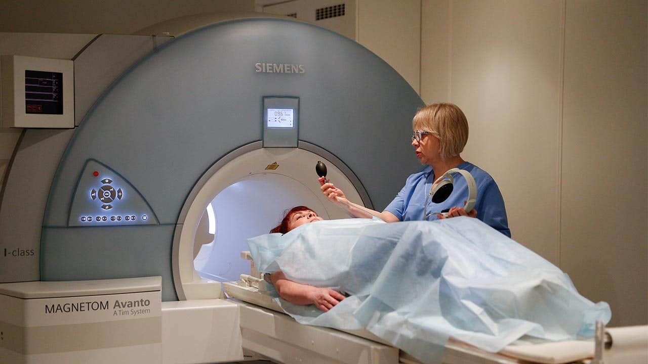 Patient undergoing an MRI