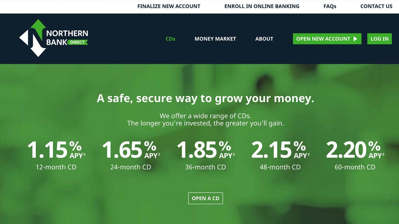 Screen shot of Northern Bank Direct website