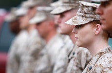 Formation of Marines, focus on woman Marine | iStock.com