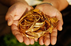 Handful of gold jewelry