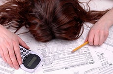 Woman stressed out over taxes 