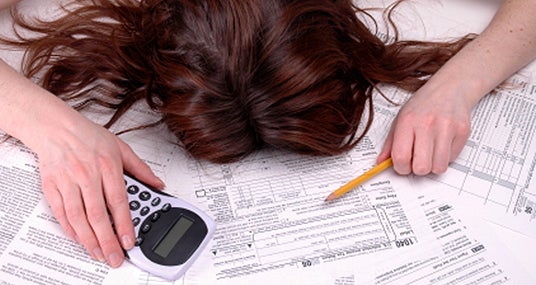 Woman stressed out over taxes 