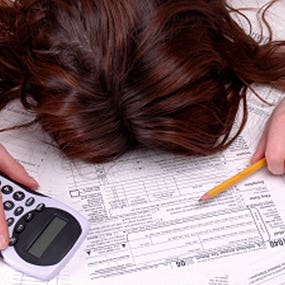 Woman stressed out over taxes