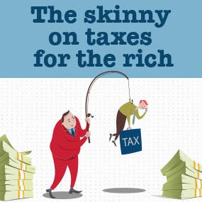 higher income taxes for the rich | fishing taxes ©Huza/Shutterstock, cash stacks ©Dmitry Natashin/Shutterstock.com
