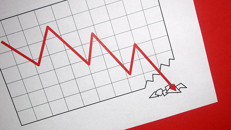 Red line graph going down showing loss © iStock
