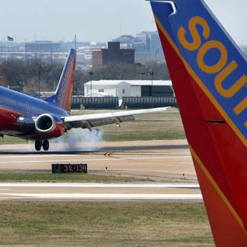 Southwest airplane ready for takeoff