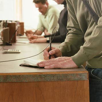 Person filling out money order