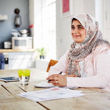Woman filling out application