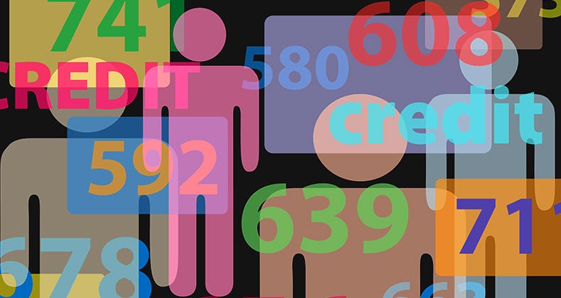 Credit scores with people illustration © Michael D Brown/Shutterstock.com