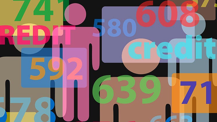 Credit scores with people illustration © Michael D Brown/Shutterstock.com