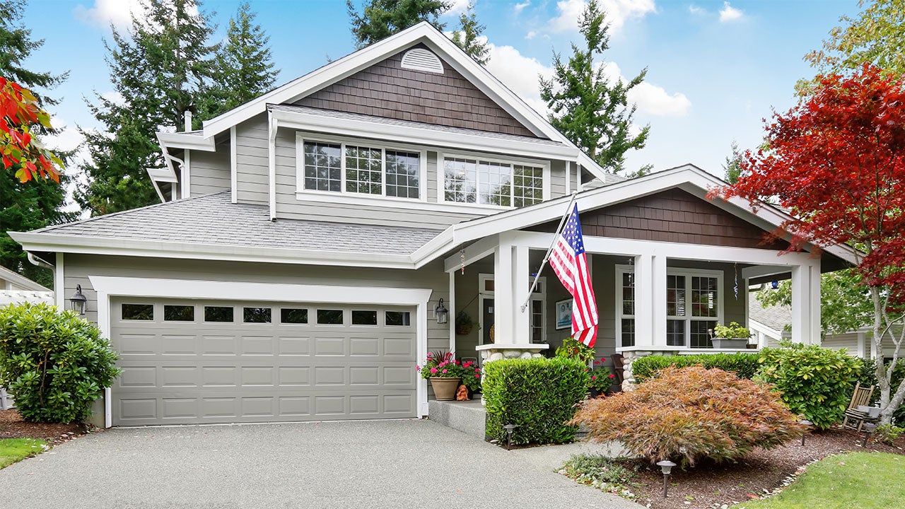 Large home with American flag