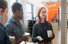 Millennials talking in workplace
