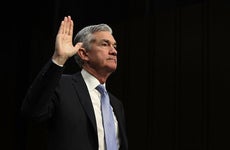 Chairman of the Federal Reserve nominee Jerome Powell is sworn in during his confirmation hearing before the Senate Banking, Housing and Urban Affairs Committee