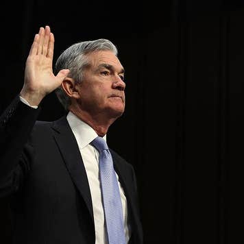 Chairman of the Federal Reserve nominee Jerome Powell is sworn in during his confirmation hearing before the Senate Banking, Housing and Urban Affairs Committee