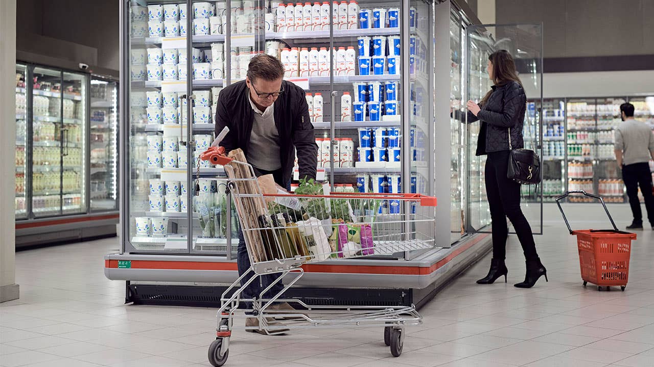 Man shopping at supermarket