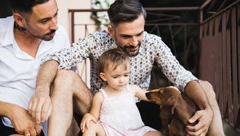 Family with child and dog