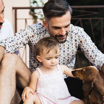 Family with child and dog