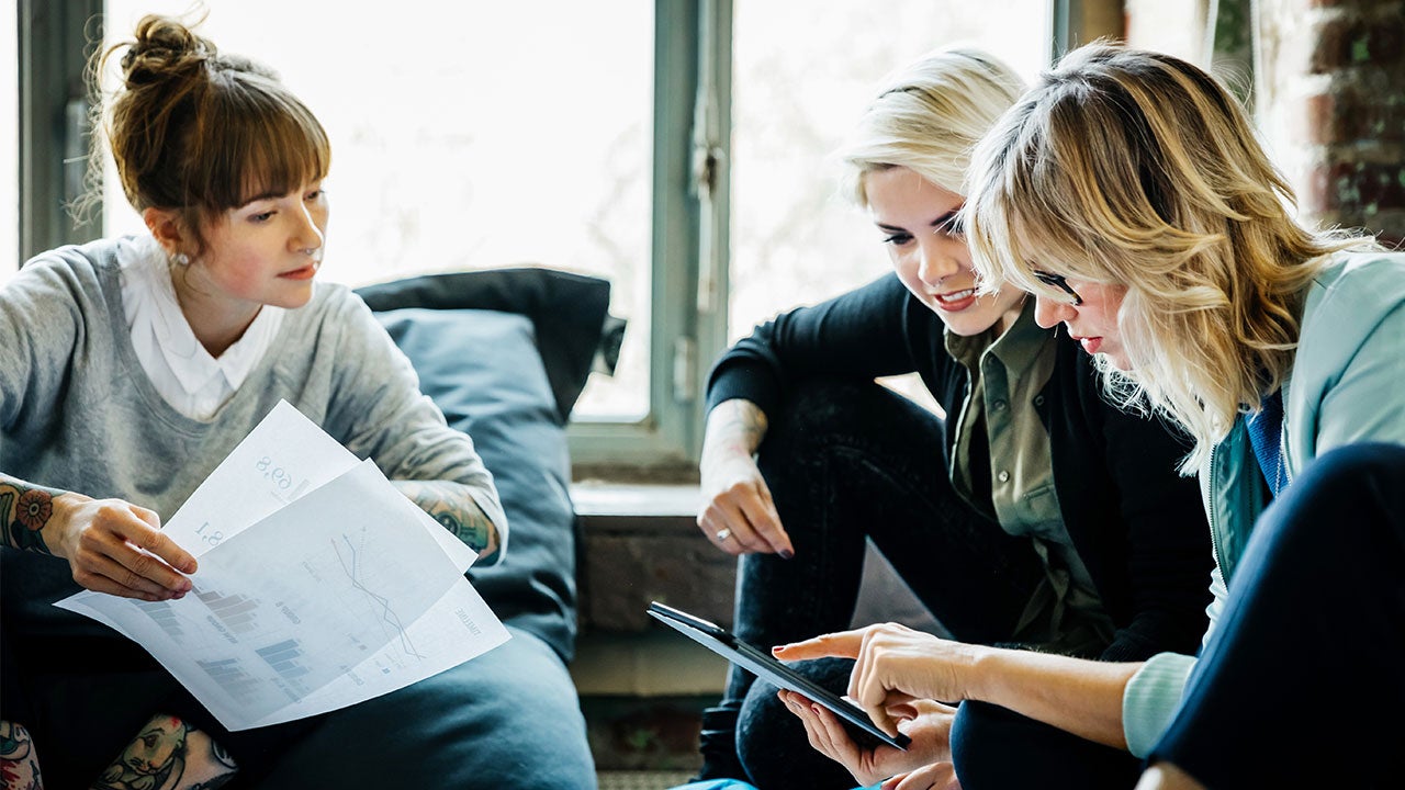 Women looking at tablet