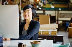 Woman working on computer