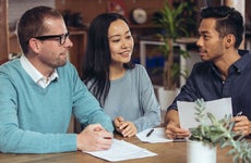 Couple reviewing a rental agreement
