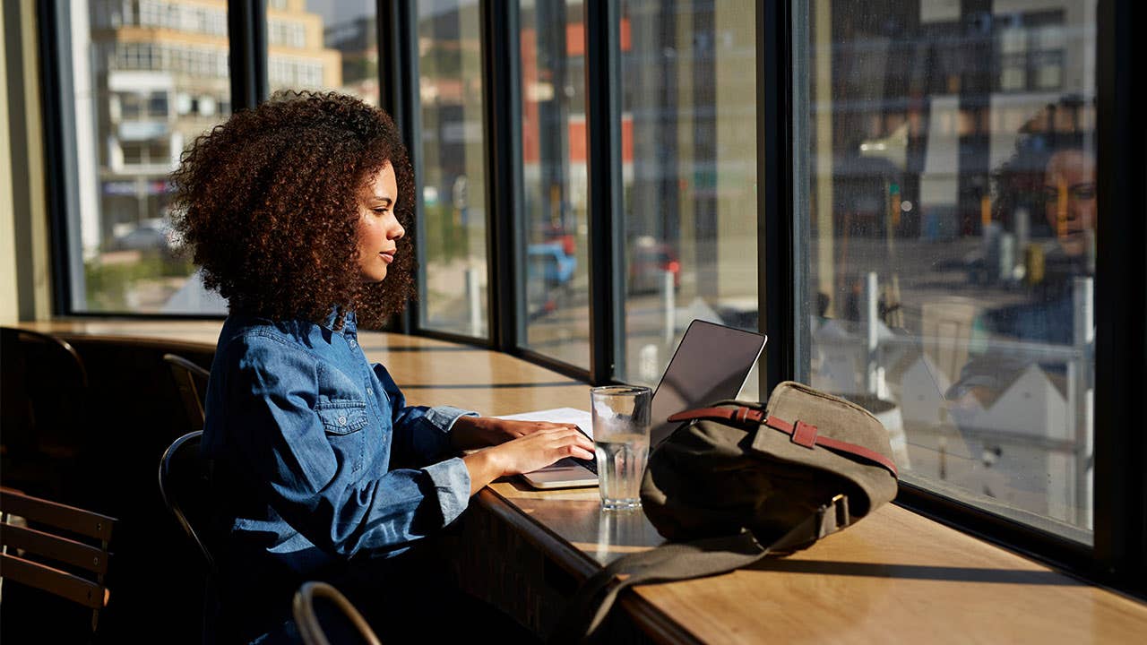 Woman working on laptop