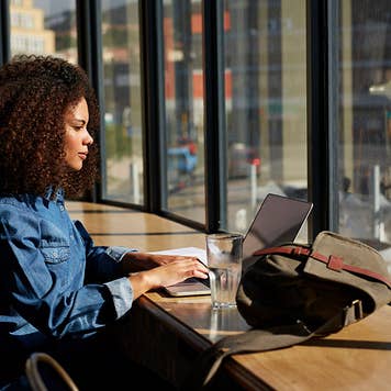Woman working on laptop