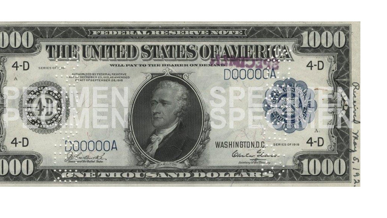 $500, $1,000, $100,000: Big Bills Of A Bygone Era