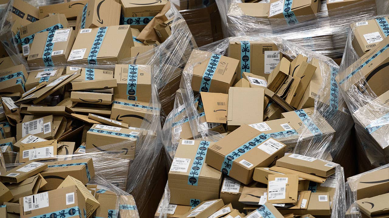 Amazon warehouse with boxes