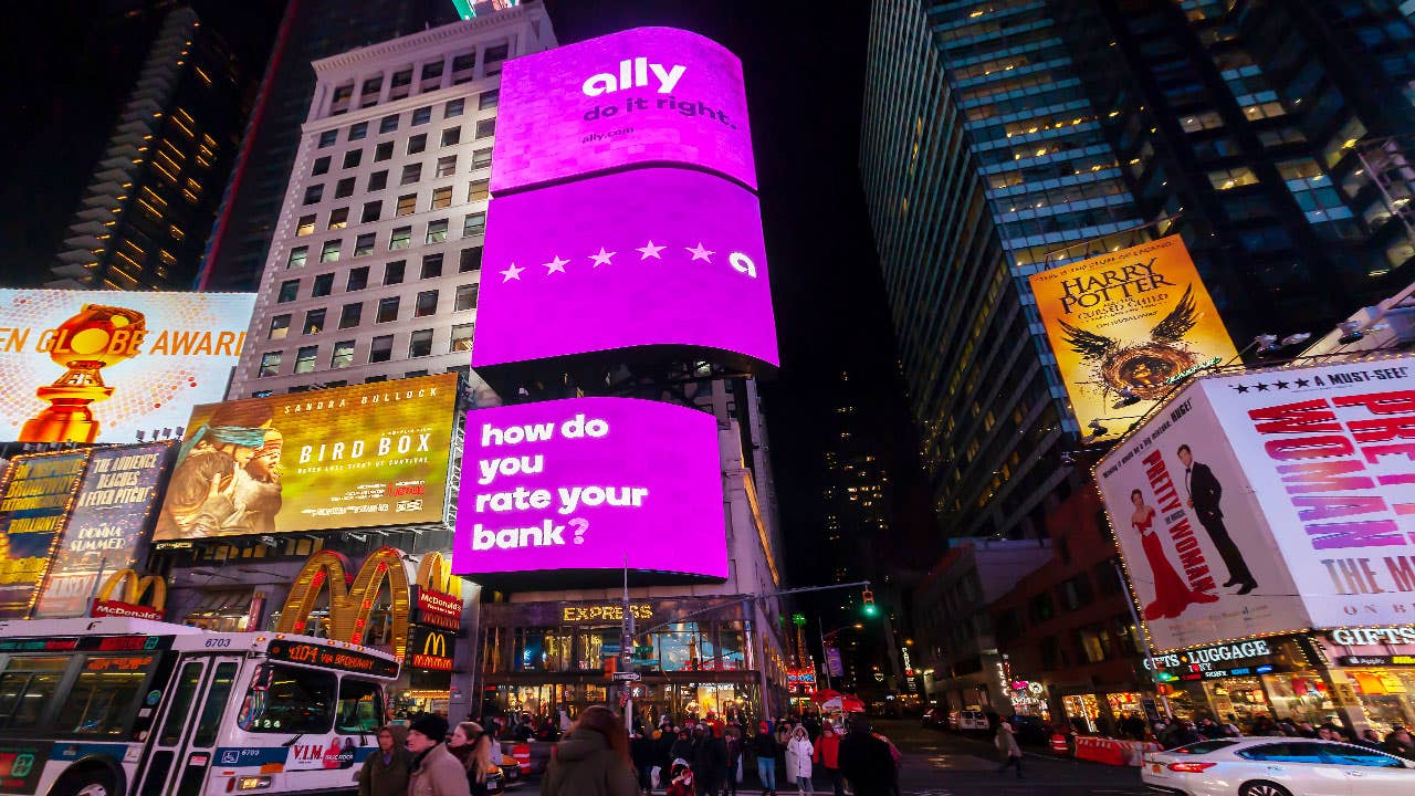 Advertisement for Ally Bank in Times Square