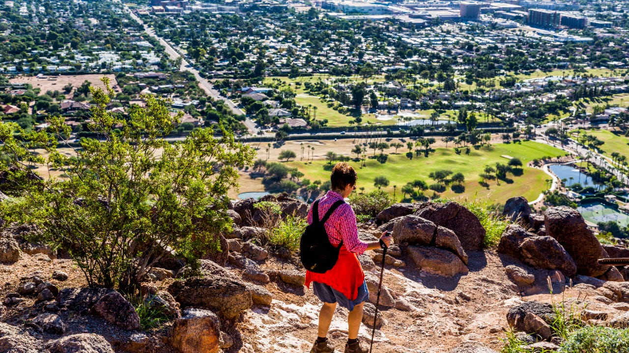Scottsdale Arizona as seen from the Cholla Trail looking south east from up Camelback Mountain