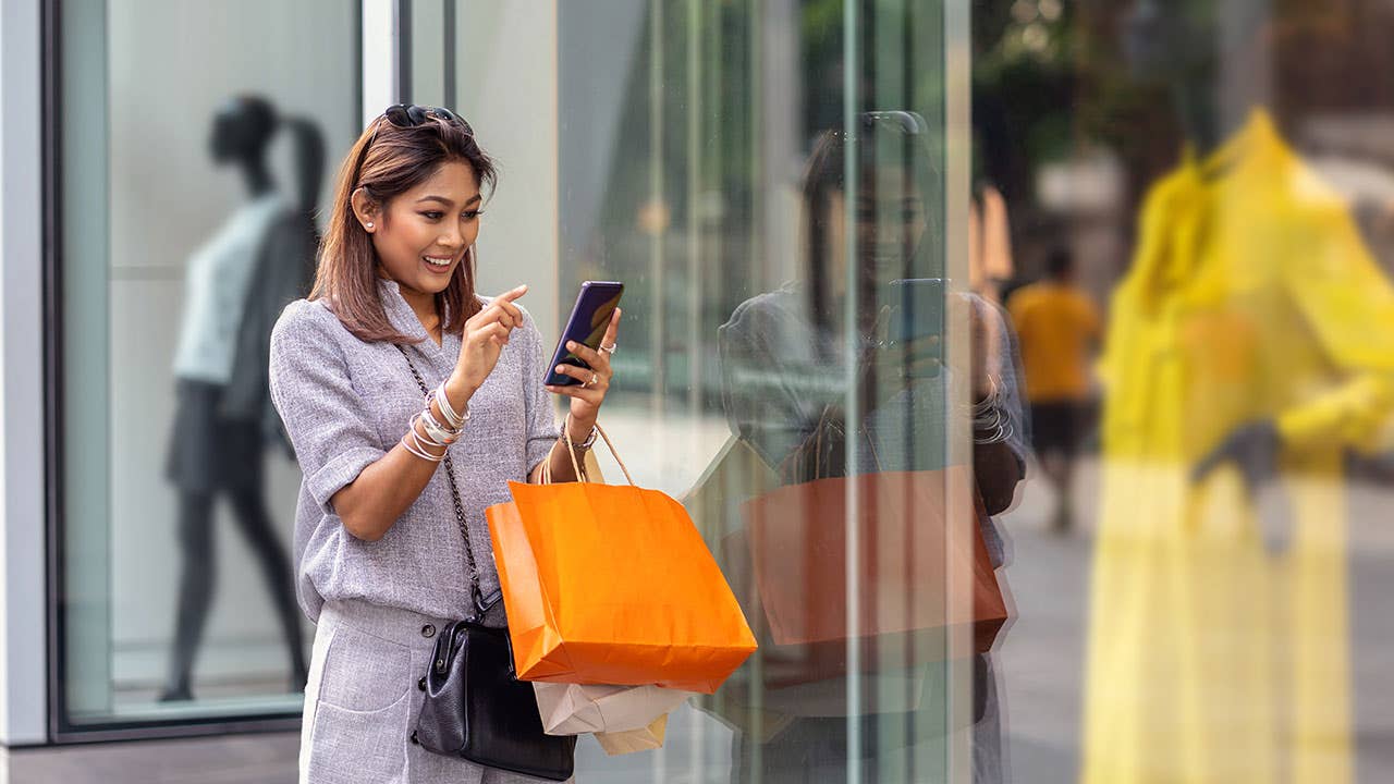 Woman on her phone shopping