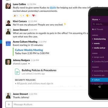 Slack desktop and mobile view