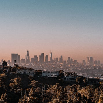 Aerial View Of Buildings in Los Angeles Against Sky During Sunset