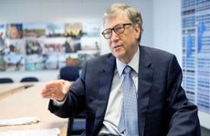 Bill Gates talking in office